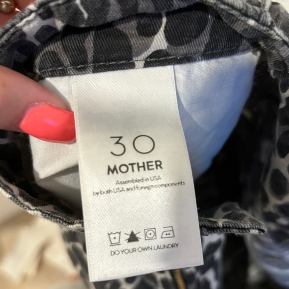 MOTHER | Linen Blend Cheetah Print Cuffed Pants W/ Pink Stripes Down The Sides - Picture 2 of 5